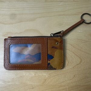 Patricia Nash Cassis Leather ID case Brown Leather Card Holder with Key Ring